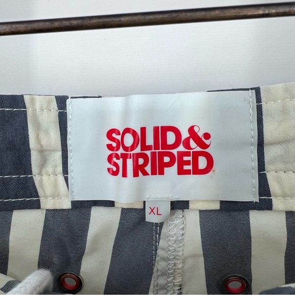 Solid & Striped The Boardshort Swim Trunks in Blue Cream Stripe - Picture 6 of 8